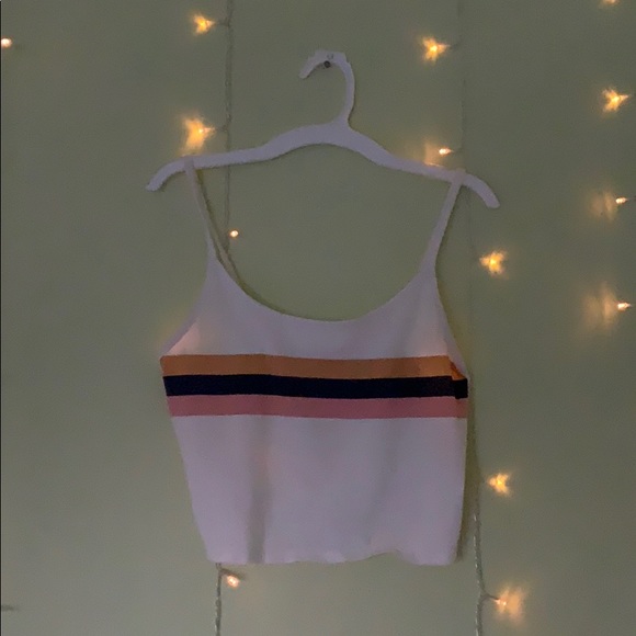 White, striped design spaghetti strap crop top - Picture 1 of 4
